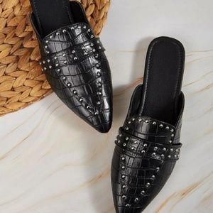 Crocodile Embossed Mules